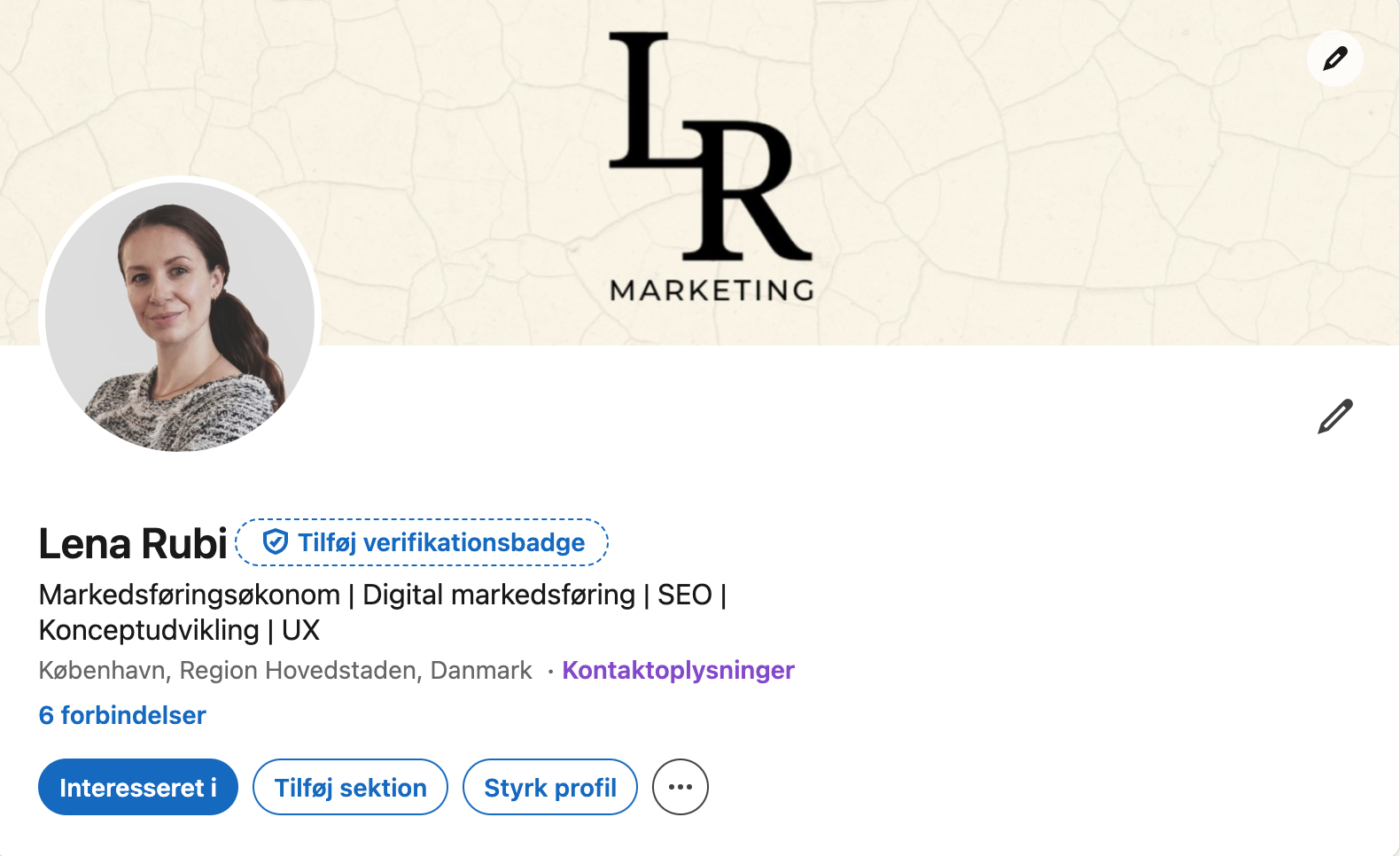 Screenshot af profil på LinkedIn